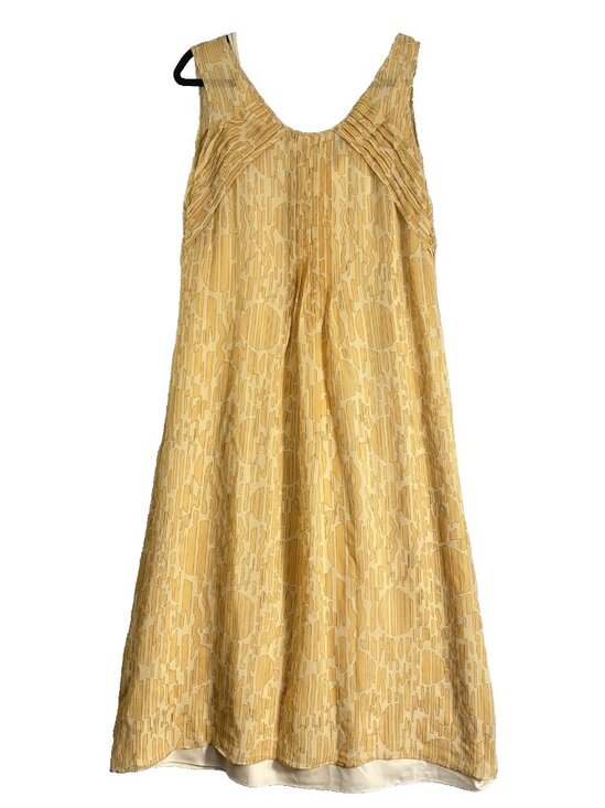 Vtg CALVIN KLEIN Women Sheer Silk Dress Pullover Chiffon Sz M Orange 47-12 - Picture 1 of 11